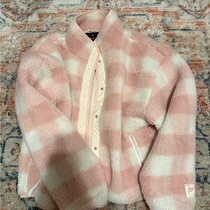 Fabletics Pink and White Fleece Jacket